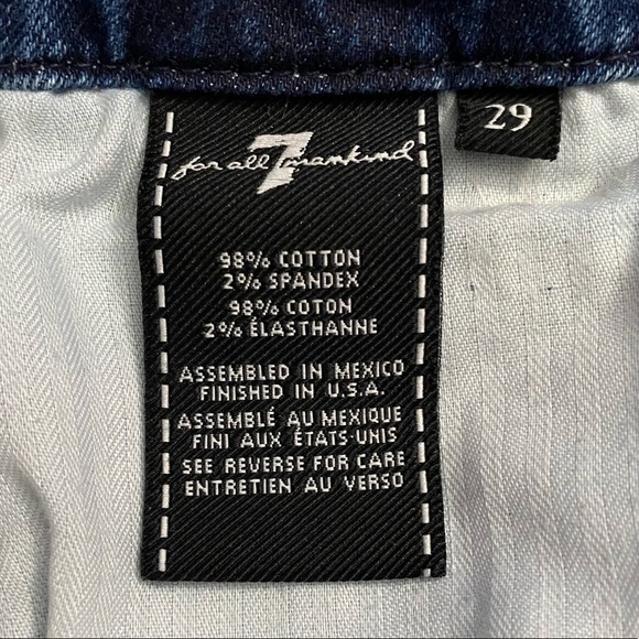 7 For All Mankind The High Waist Ankle Skinny Distresssed Raw Hem Jeans 29 - Picture 2 of 16